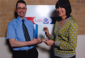 Receiving the 2008 Bacon Champion trophy, presented by Janet Streetporter